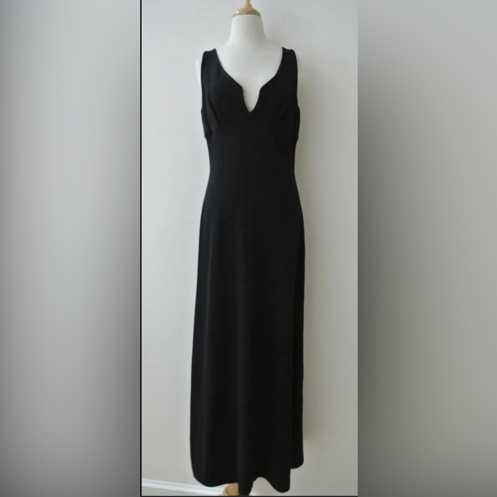 ST JOHN EVENING Black Santana knit Maxi Dress sz 10 Marie Gray EUC